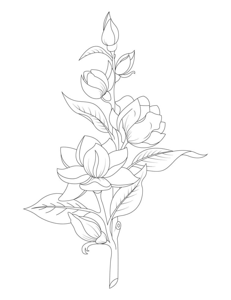 Rose Flower Coloring Pages for Kids vector