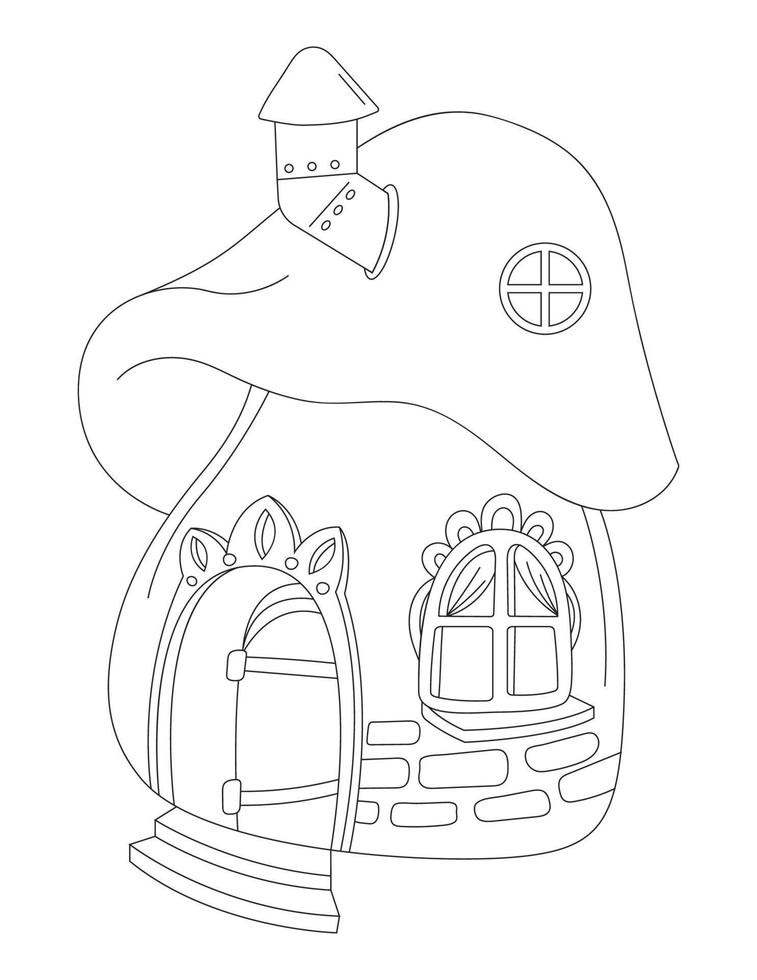 Fairy House Coloring Pages for Kids vector