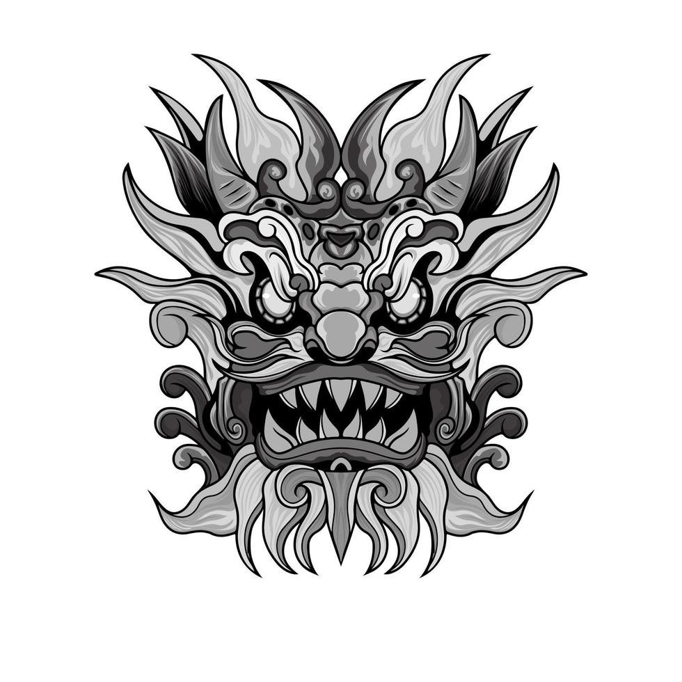 dragón chino bestia dibujado a mano ilustraciones vectoriales en blanco y negro. impresión, logotipo, plantilla de afiche, idea de tatuaje. vector