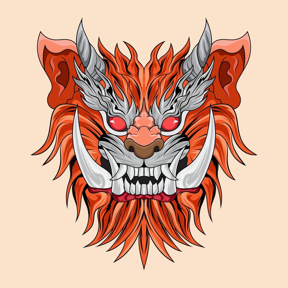 Character Animal Tiger Beast Japanase Hand drawn colored Vector illustrations. for t-shirt graphics, banner, fashion prints, slogan tees, stickers, flyer, posters and other creative uses