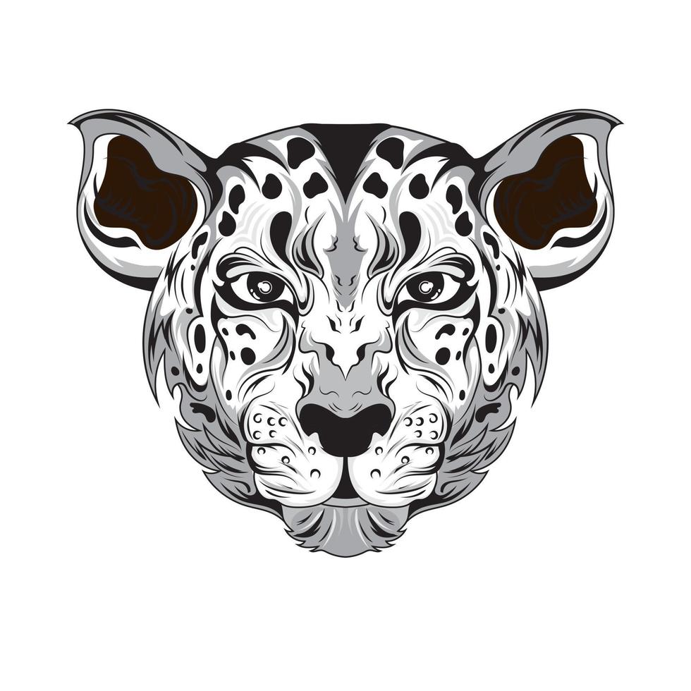 libro de colorear animal leopardo dibujado a mano ilustraciones vectoriales en blanco y negro. impresión, logotipo, plantilla de afiche, idea de tatuaje. vector