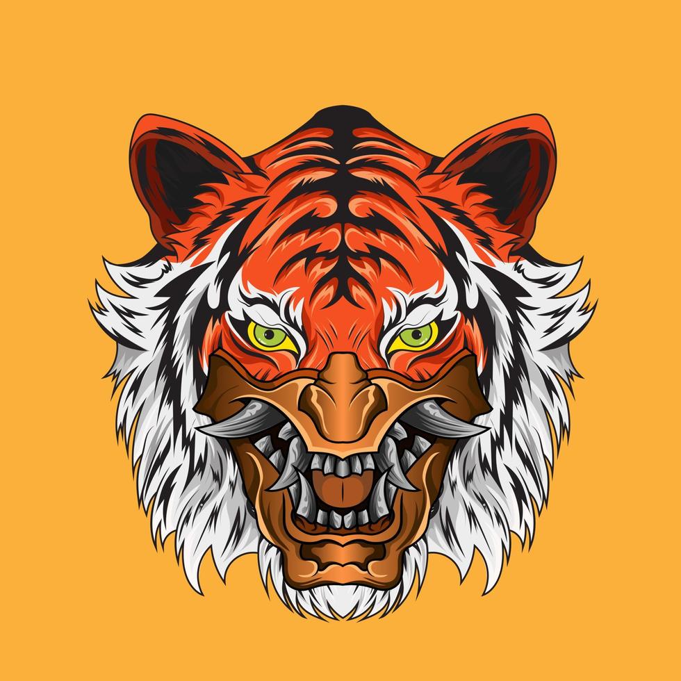 Angry tiger head Traditional asian concept. Ancient China and Japan. Mythology and culture. Yakuza tattoo vector