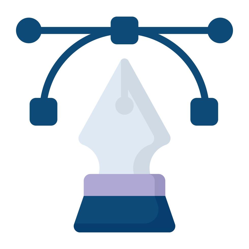 pen tool flat icon , photography and digital art flat vector design