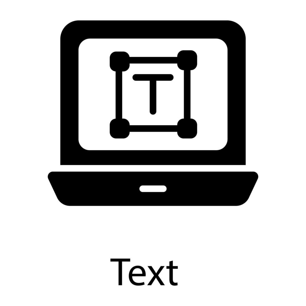 escriba el icono de glifo de texto en la computadora portátil aislado sobre fondo blanco vector