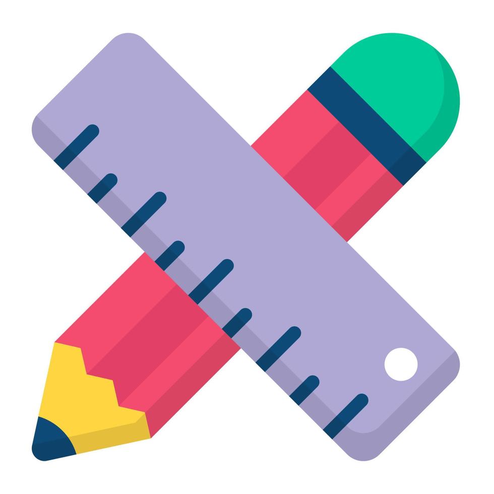 pencil and ruler flat icon , photography and digital art flat vector design