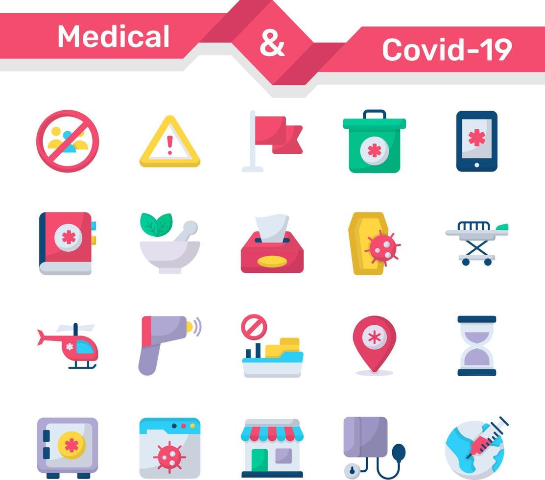 medical and corona virus icons set vector