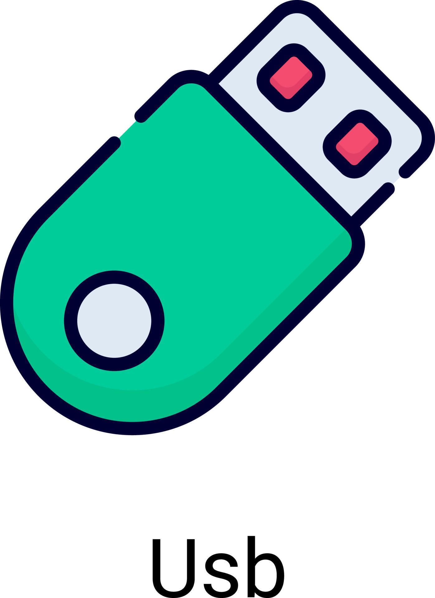 USB, flash drive color line icon isolated on white background 10108105