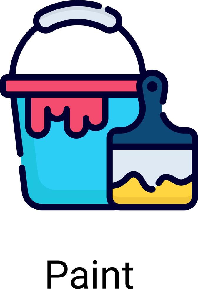 paint bucket and paint brush icon isolated on white background vector