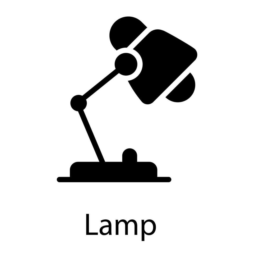 icono de glifo de lámpara de mesa aislado sobre fondo blanco vector