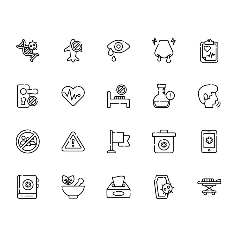 medical and corona virus icons set vector