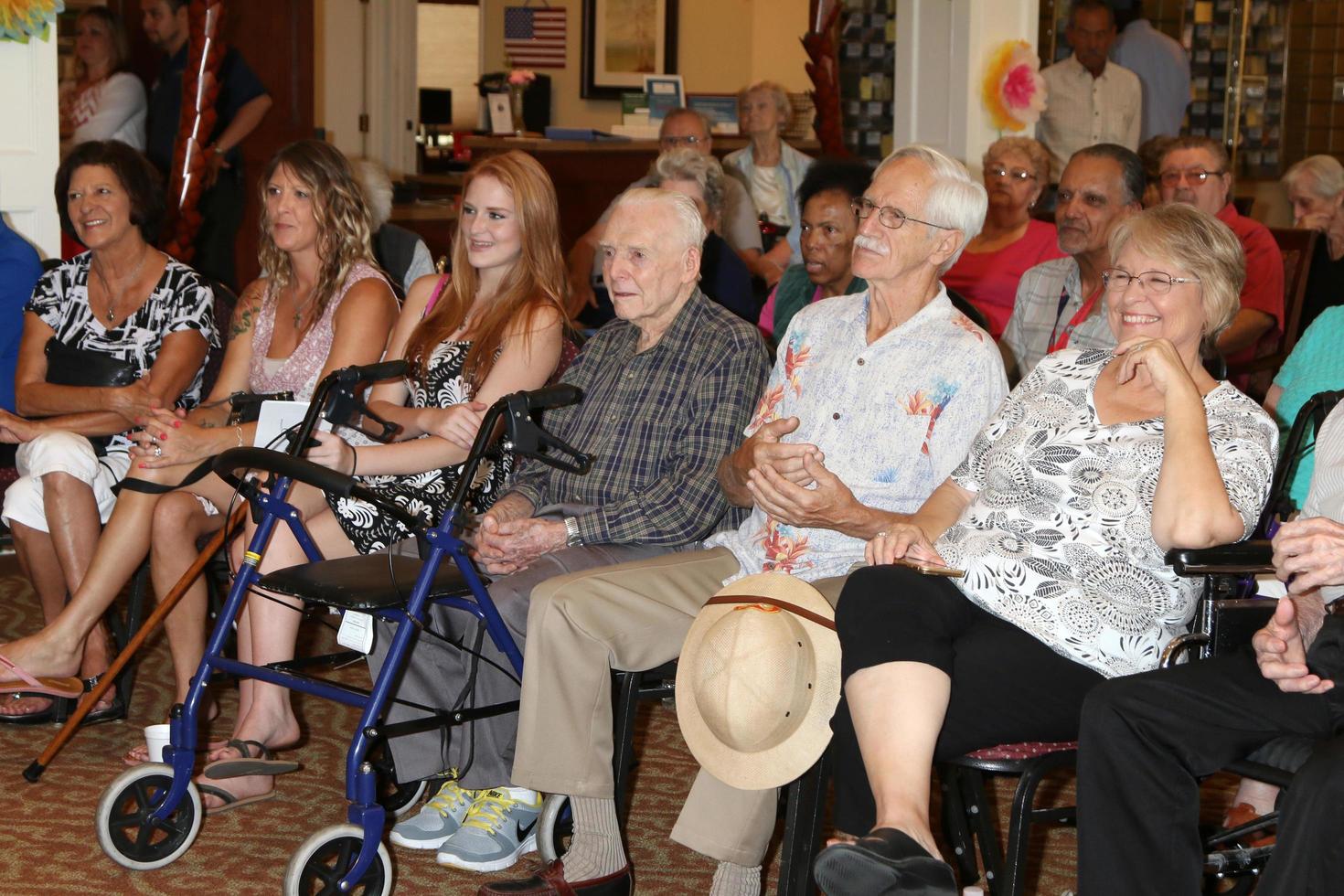 LOS ANGELES, JUL 27 - Norbert Wagner, guests at the Norbert Wagner Wish of a Lifetime Pam Kay and the Tap Chicks Performance at the Brookdale Senior Living Center on July 27, 2016 in Loma Linda, CA photo