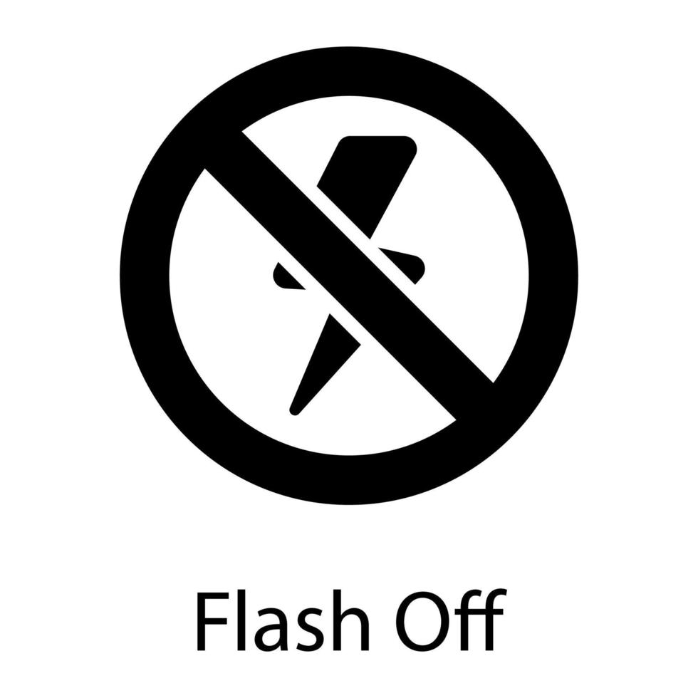 deshabilitar el icono de glifo de flash aislado en fondo blanco vector