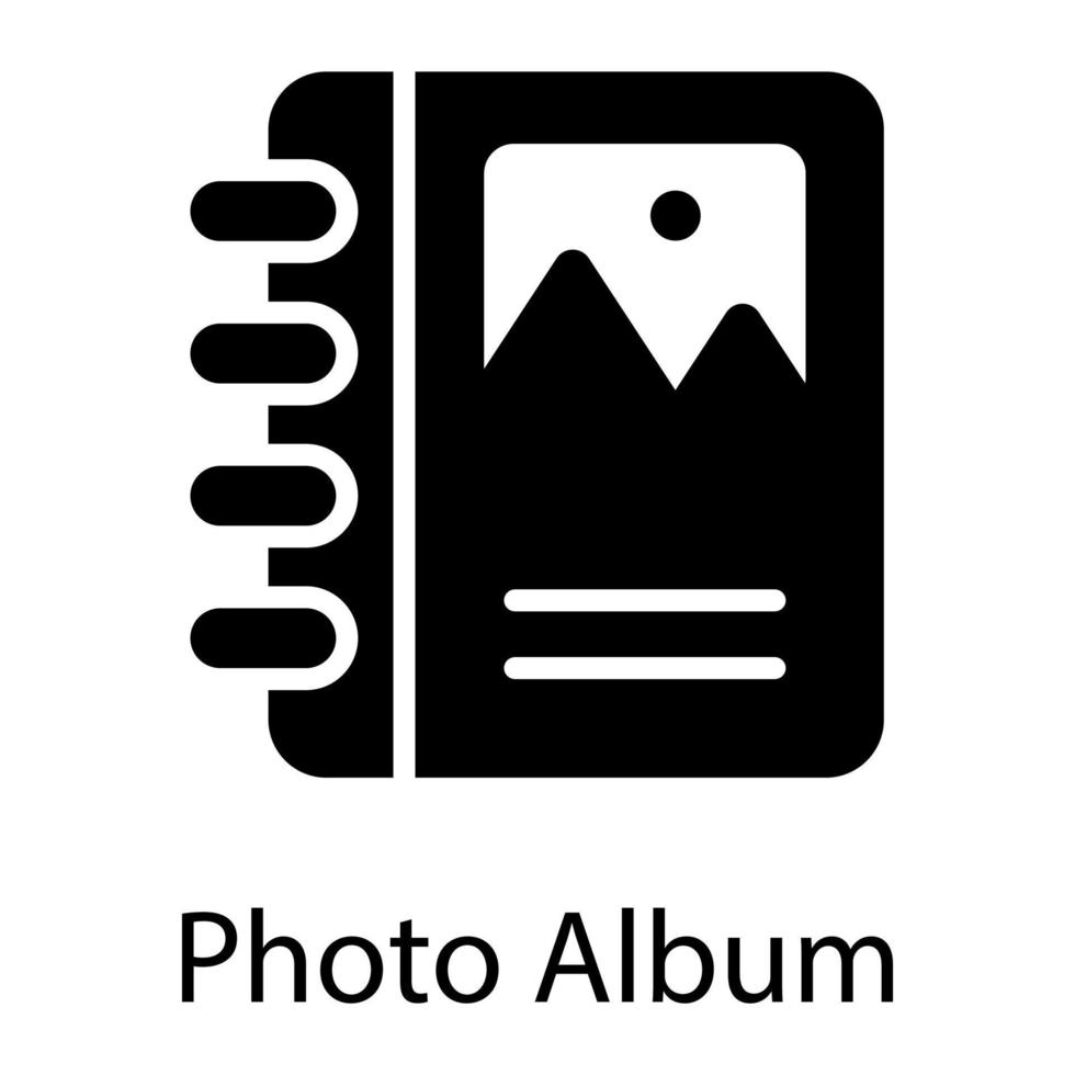 icono de glifo de álbum de fotos aislado sobre fondo blanco vector