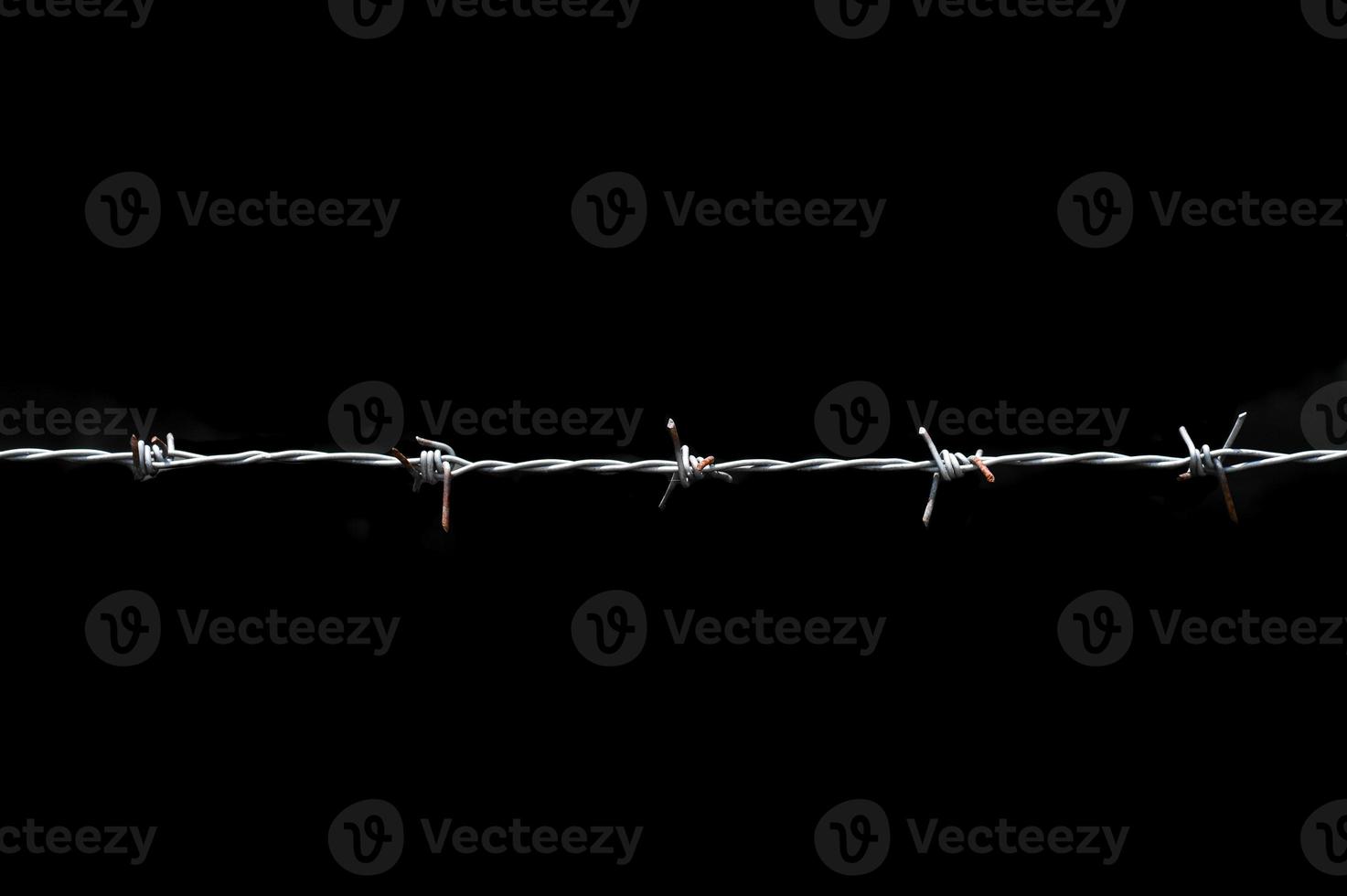 Close-up of a barbed wire fence in a restricted area. photo