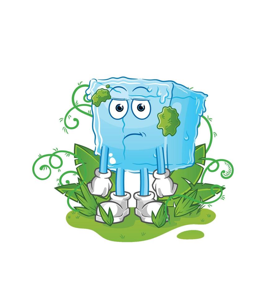ice cube melted cartoon vector