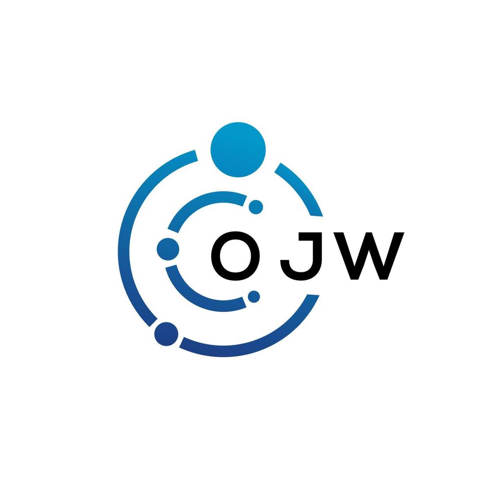 Diseño de logotipo de tecnología de letras ojw sobre fondo blanco. ojw letras iniciales creativas concepto de logotipo. diseño de letra ojw. vector