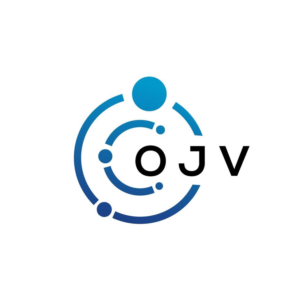 Diseño de logotipo de tecnología de letras ojv sobre fondo blanco. ojv letras iniciales creativas concepto de logotipo. diseño de carta ojv. vector