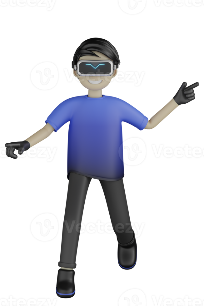 3d Isolated Man use Virtual Reality Machine png