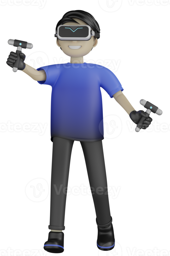 3d Isolated Man use Virtual Reality Machine png