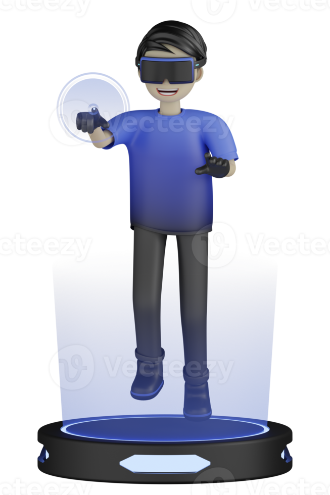 3d Isolated Man use Virtual Reality Machine png