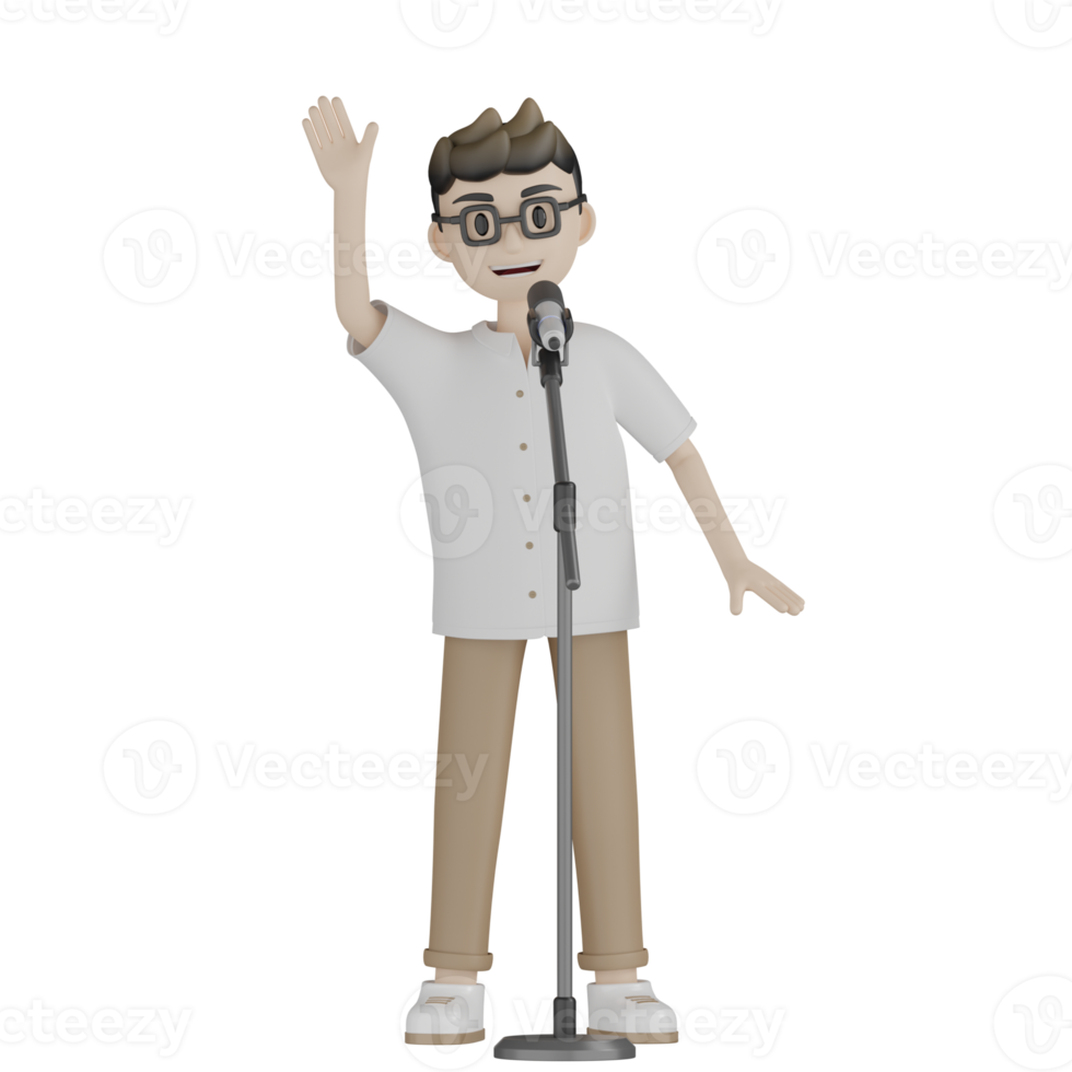 3d Isolated Man is Singing png
