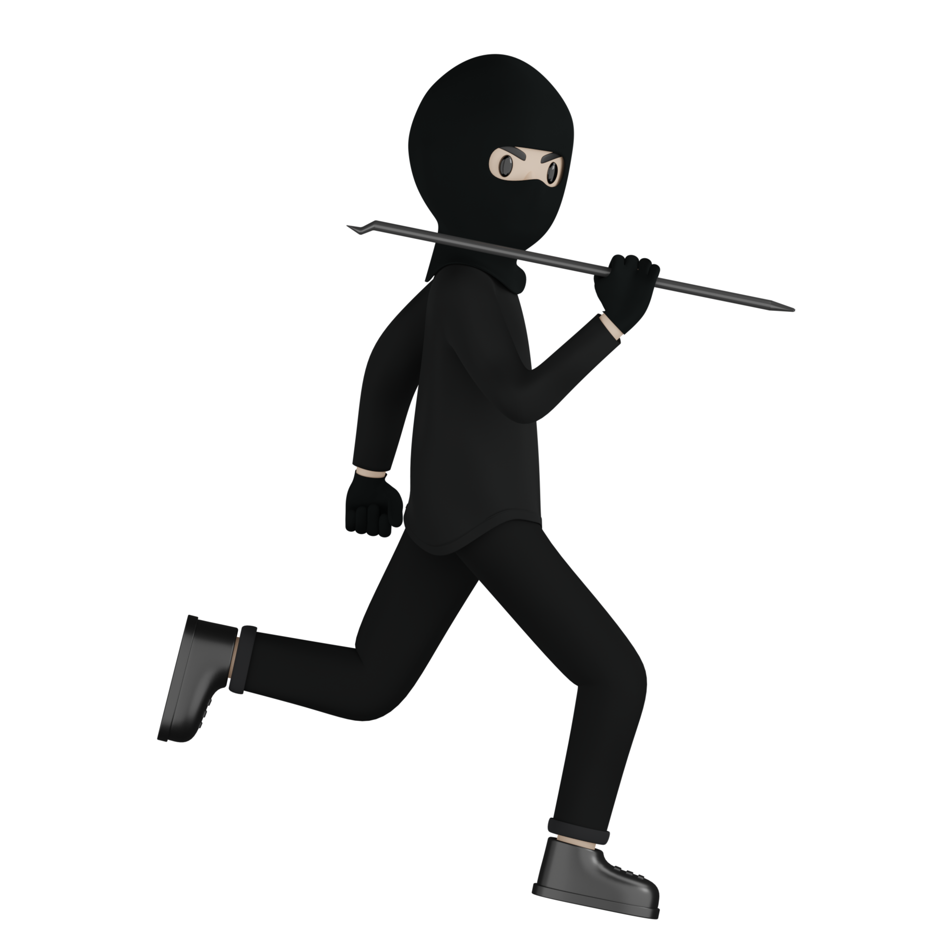 homem ladrão isolado 3d em traje preto e máscara 10111866 PNG