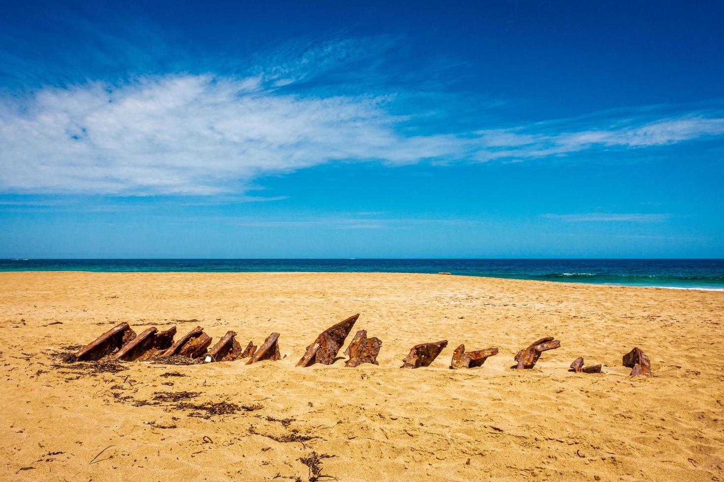 Ship wreck on beach photo