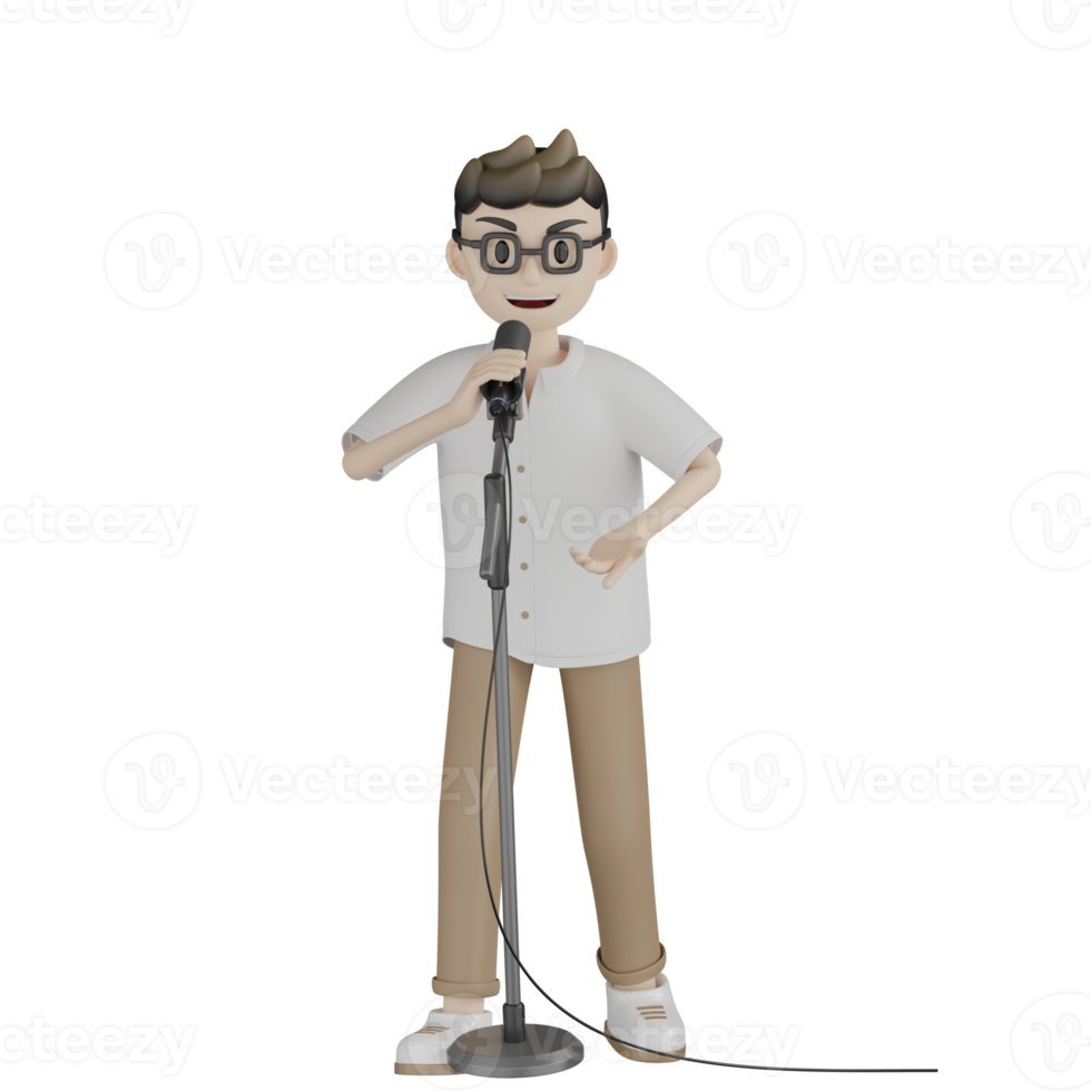 3d Isolated Man is Singing png