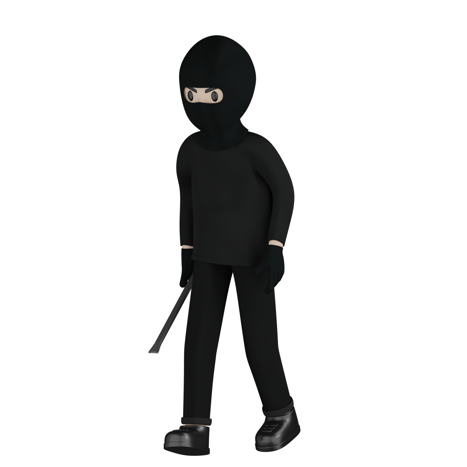 Free 3D Isolated Robber Man In Black Holding A Stick 10111669 PNG with  Transparent Background