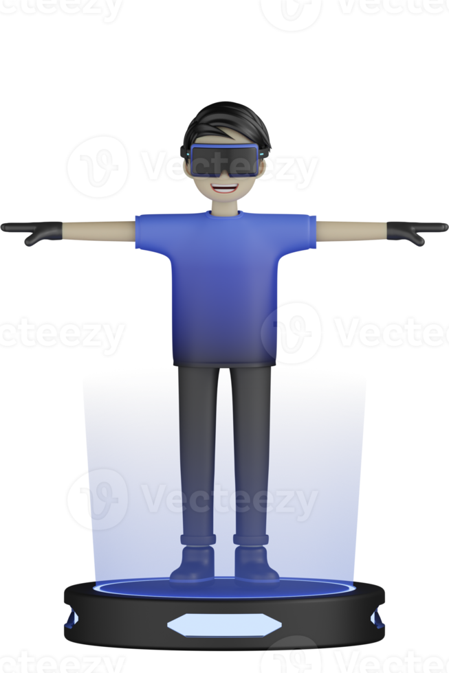 3D isolerad man använder virtuell verklighet maskin png