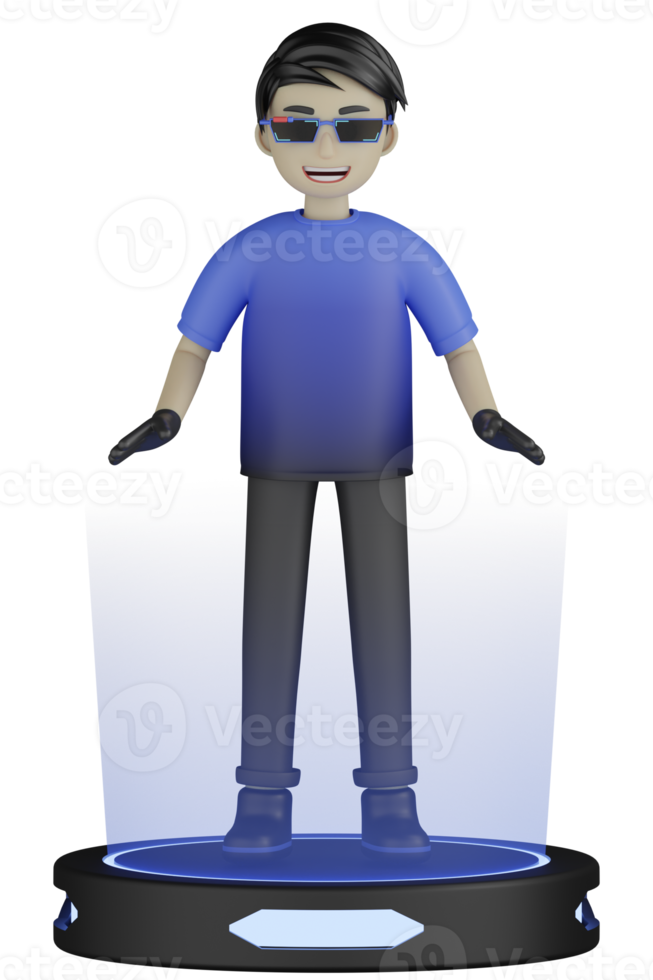 3d Isolated Man use Virtual Reality Machine png
