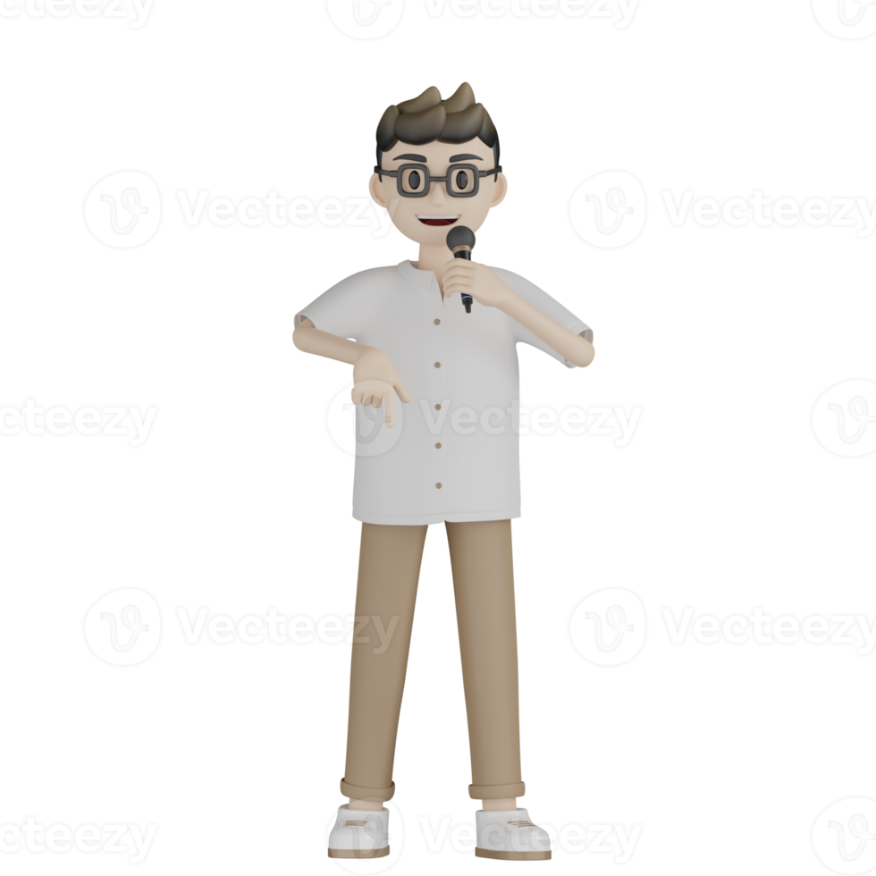 3d Isolated Man is Singing png
