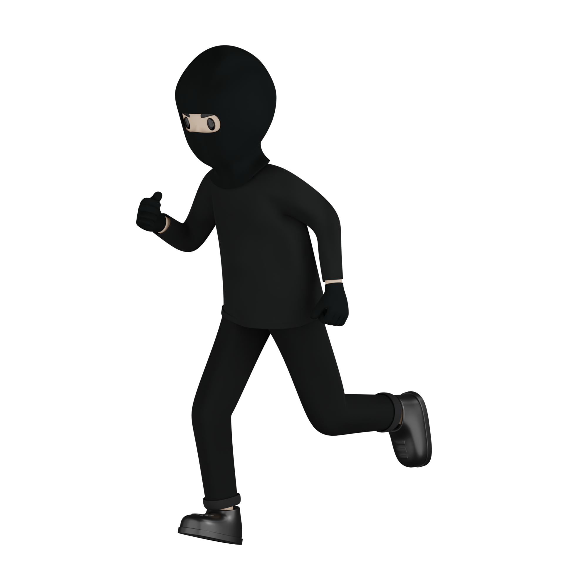 3D Isolated Robber Man in black costume and mask 10111862 PNG