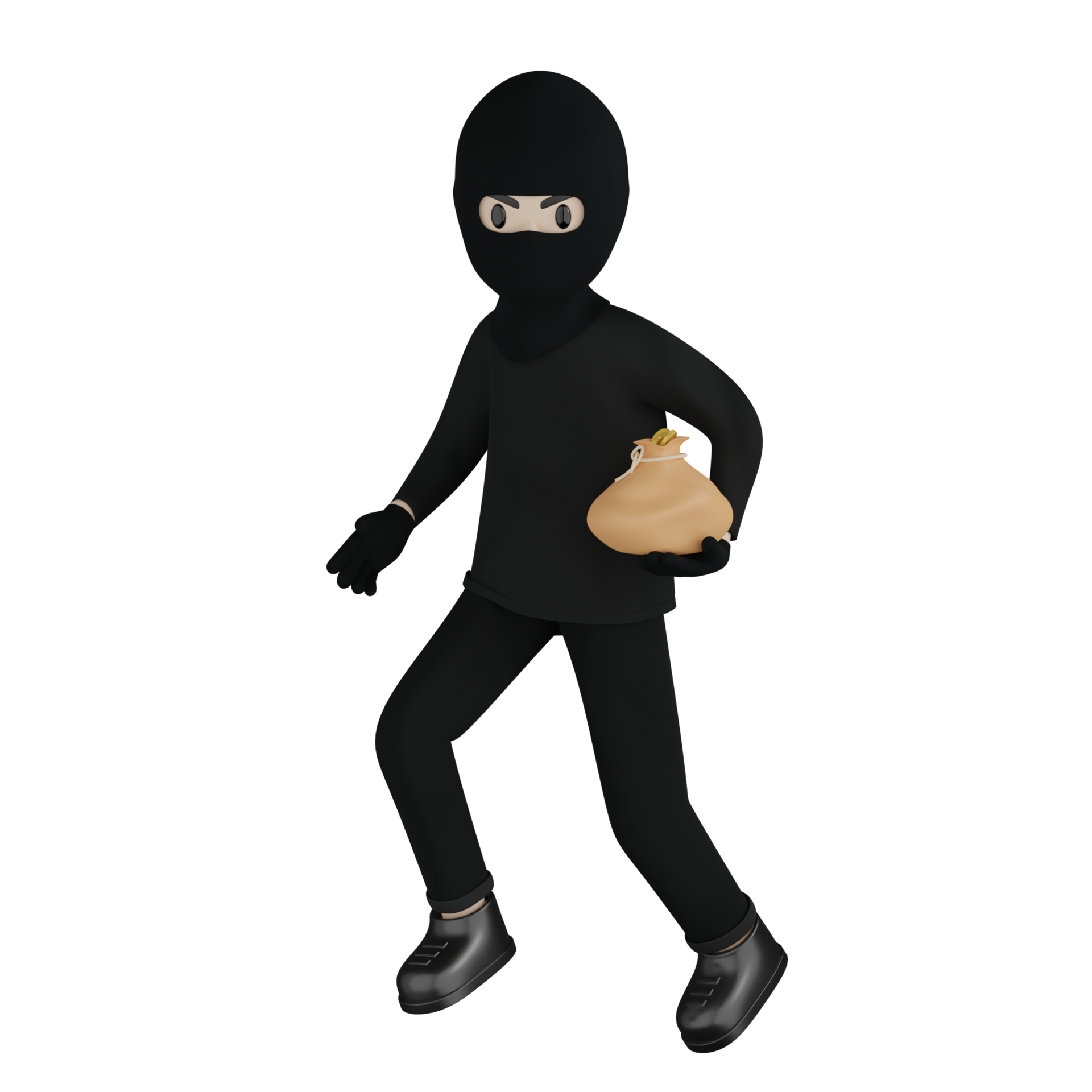 Free 3D Isolated Robber Man in black costume and mask 10111866 PNG with  Transparent Background
