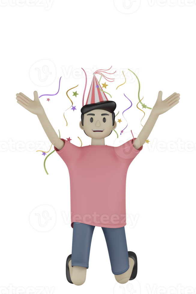 3d Isolated Man at the Party png