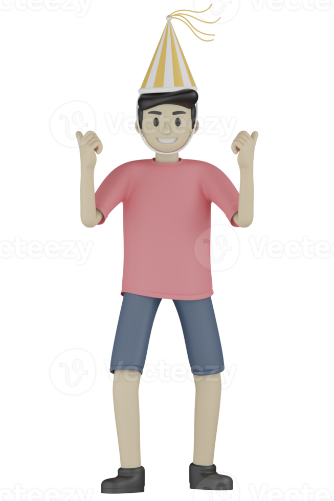 3D isolerad man på festen png