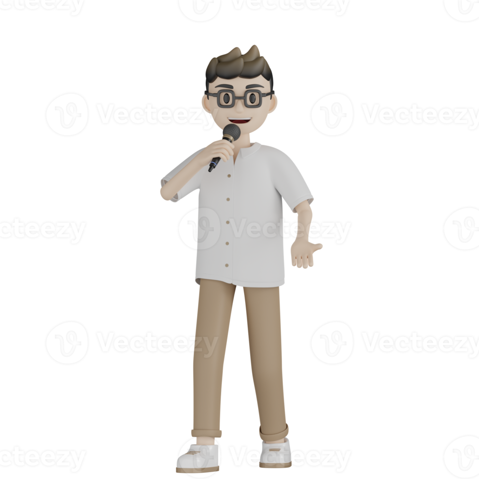 3d Isolated Man is Singing png