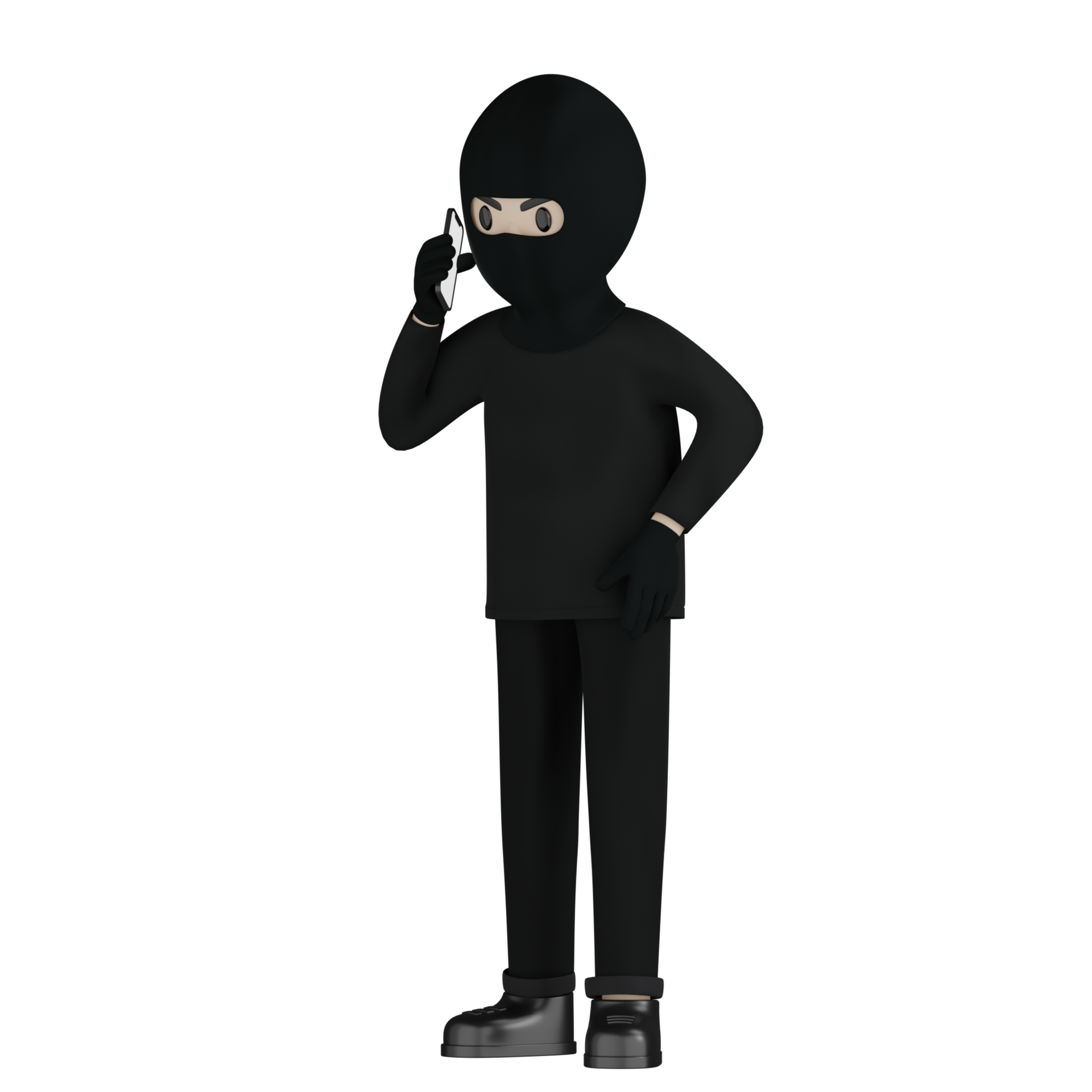 homem ladrão isolado 3d em traje preto e máscara 10111866 PNG