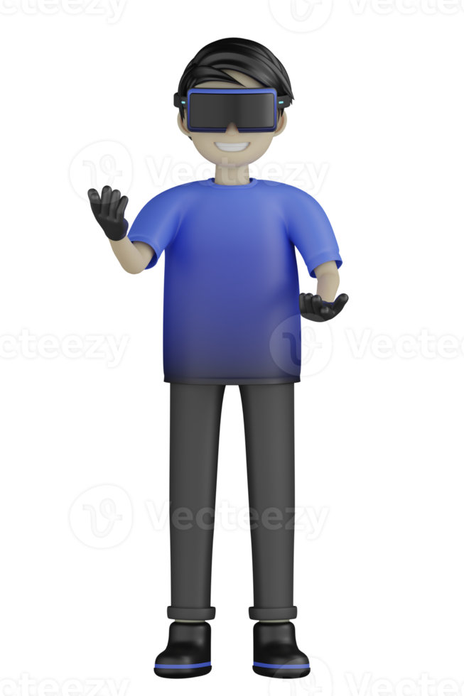 3d Isolated Man use Virtual Reality Machine png