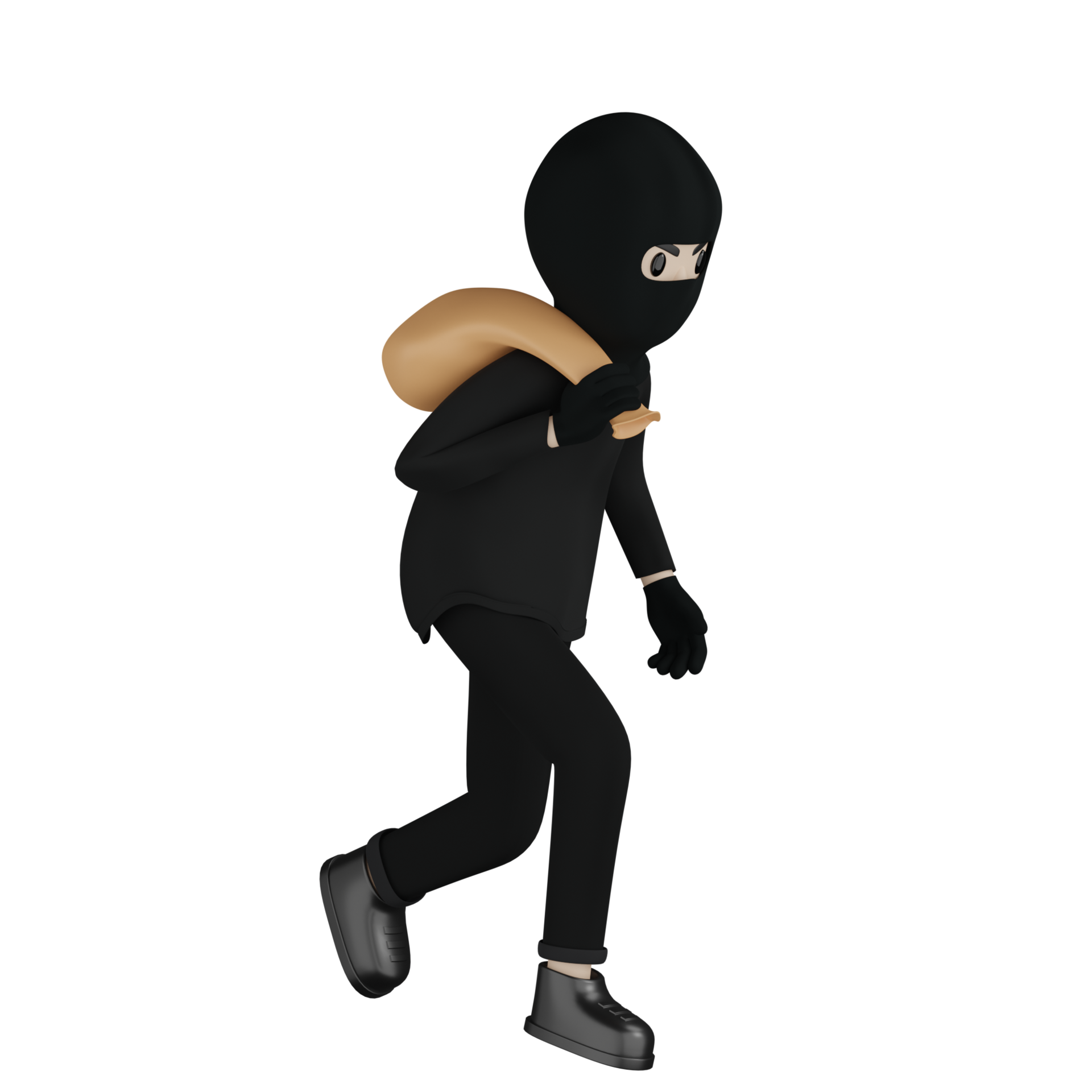 Free 3D Isolated Robber Man in black costume and mask 10112163 PNG with  Transparent Background