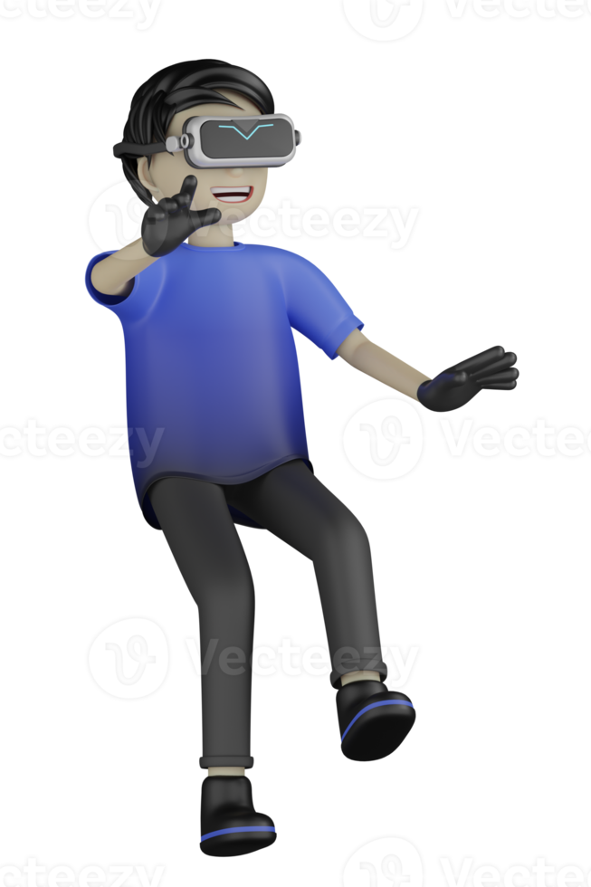 3d Isolated Man use Virtual Reality Machine png