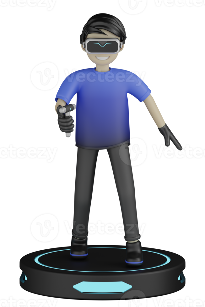 3d Isolated Man use Virtual Reality Machine png
