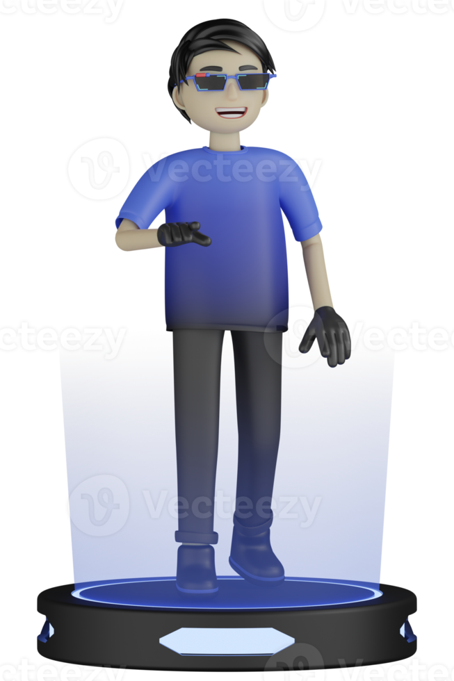 3d Isolated Man use Virtual Reality Machine png