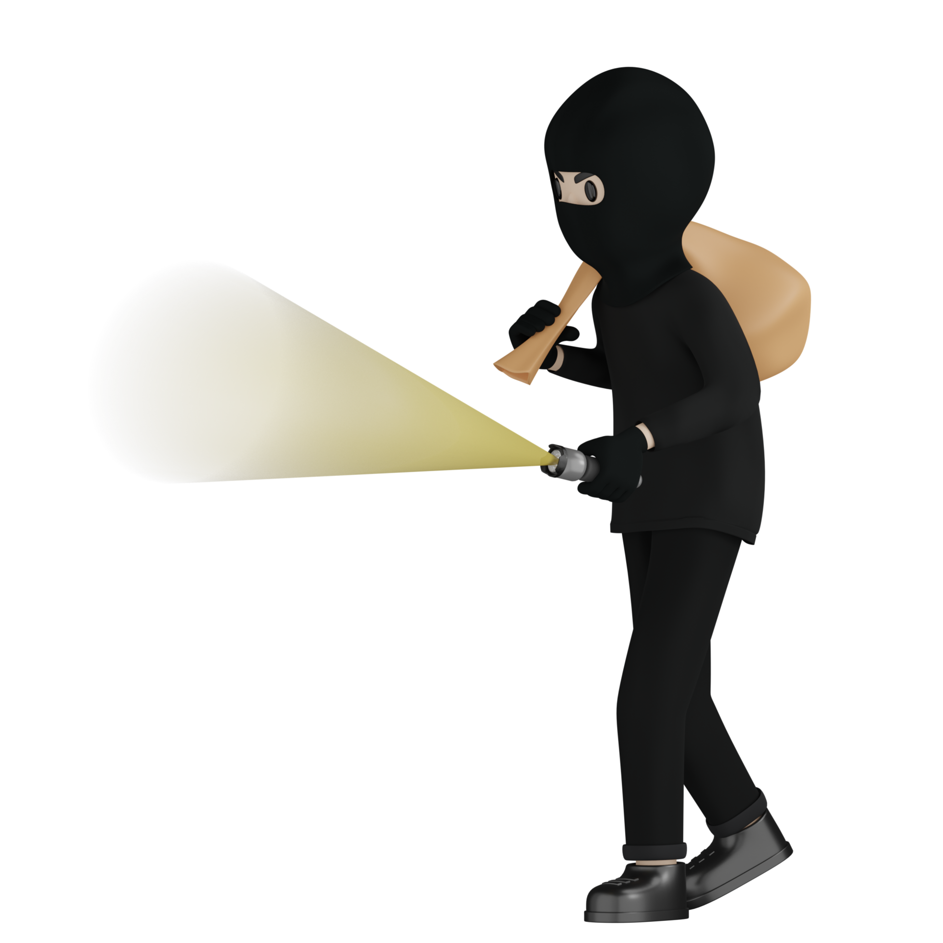 homem ladrão isolado 3d em traje preto e máscara 10111866 PNG