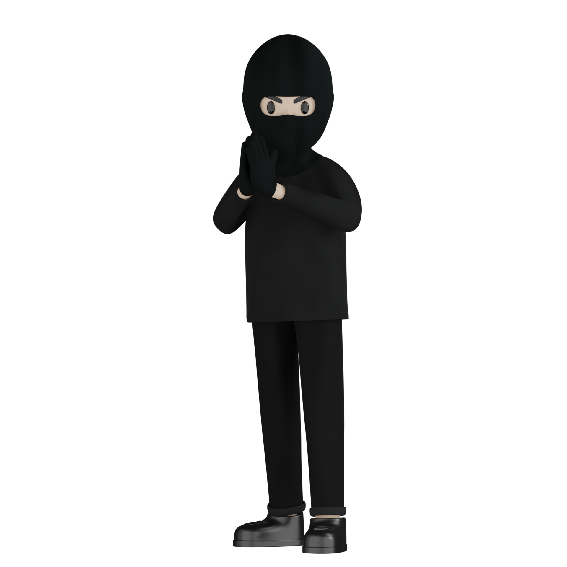 homem ladrão isolado 3d em traje preto e máscara 10111866 PNG