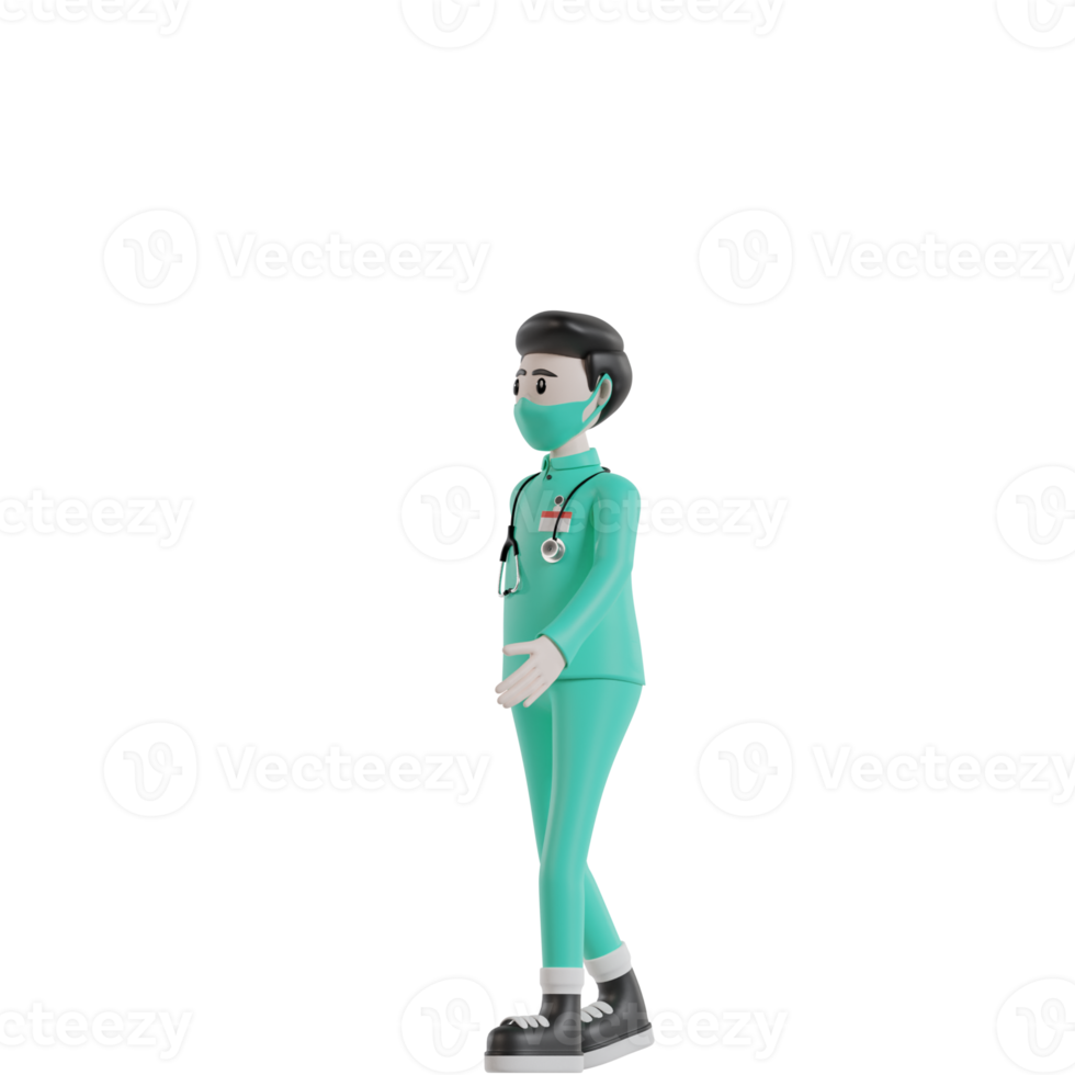 enfermeira 3d isolada com uniforme verde png