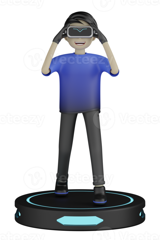 3d uomo isolato utilizza la macchina per la realtà virtuale png