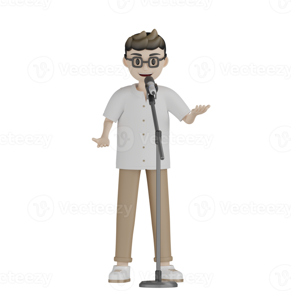 3d Isolated Man is Singing png