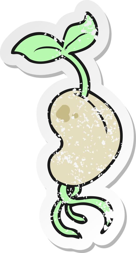 retro distressed sticker of a cartoon sprouting seed vector