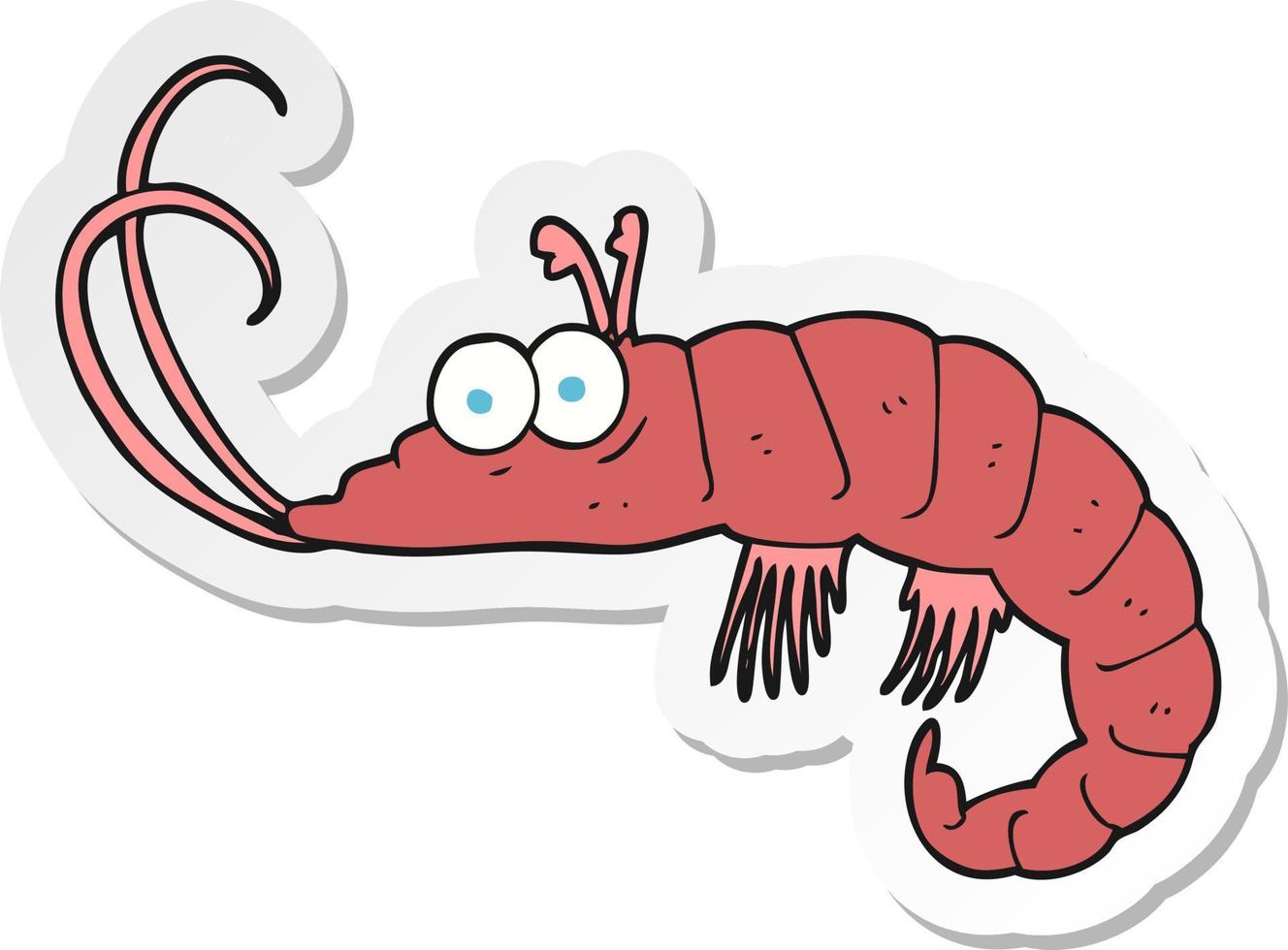 sticker of a cartoon shrimp vector